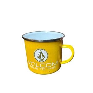 Volcom Yellow Enamel Camping Mug Stainless Steel “True To This” Logo